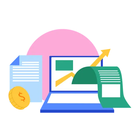 Financial Report and Growth Chart  Illustration