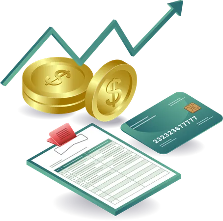 Financial report and growth  Illustration