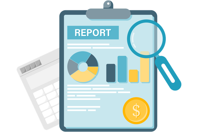Financial report documents  Illustration