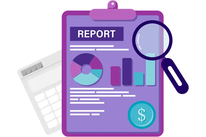 Financial report documents  Illustration