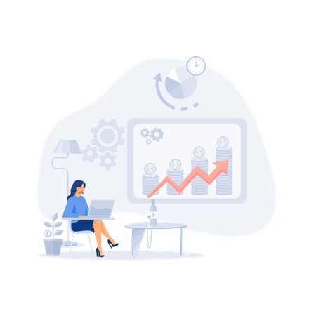 Financial Report Graph  Illustration