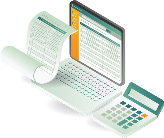 Financial report management  Illustration