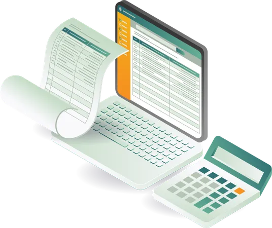 Financial report management  Illustration