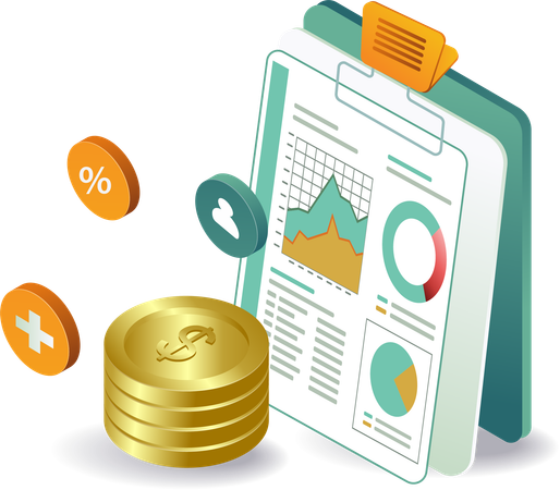 Financial report on clipboard  Illustration