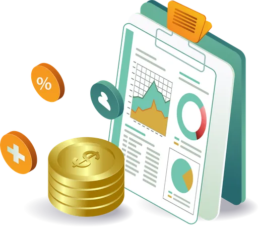 Financial report on clipboard  Illustration