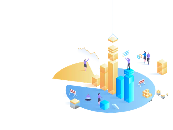 Isometric Business Analysis Planning Project Management And Financial Report Strategy Consulting Team Collaboration Concept With Collaborative People Isometric Vector Illustration Illustration