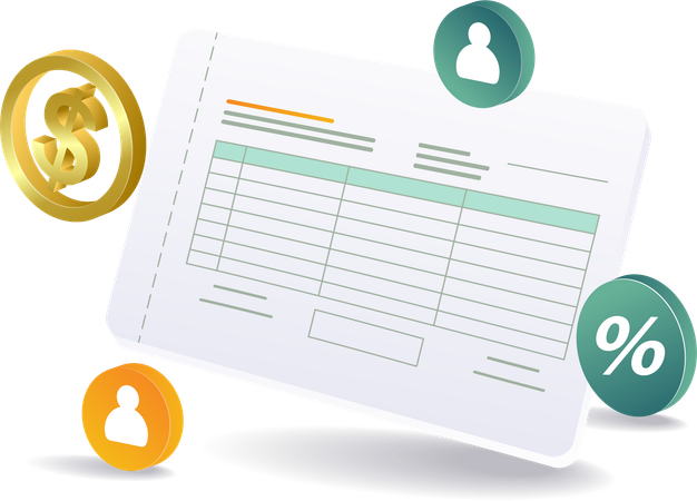 Financial report with purchase note  Illustration