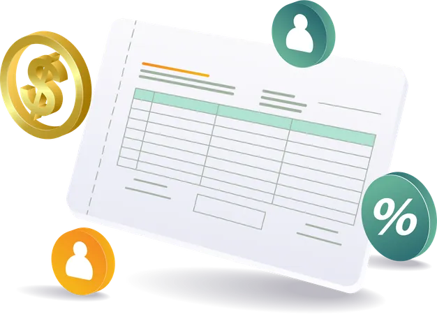 Financial report with purchase note  Illustration