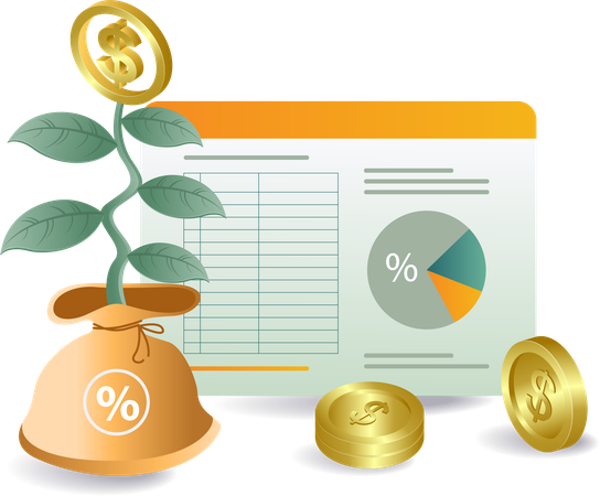 Financial revenue growth analysis data screen  Illustration