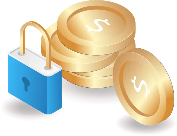Padlocks And Piles Of Coins Illustration