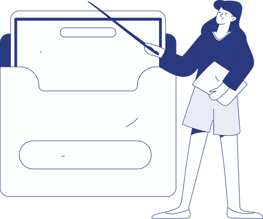 Financial security policies framed by businesswoman  Illustration