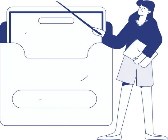Financial security policies framed by businesswoman  Illustration