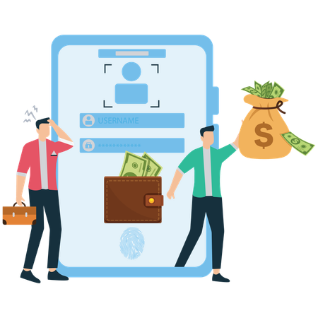 Financial Success Through Digital Login and Authentication  Illustration