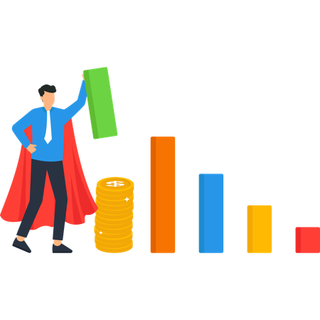 Financial Superhero Boosting Growth  Illustration