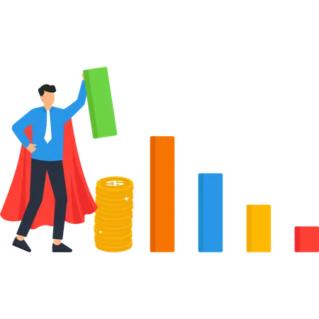 Financial Superhero Boosting Growth  Illustration