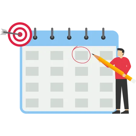 Financial Target For Calendar Year Business Strategy Plan Goal Achievement Calendar Mark Deadline Vector Illustration Design Concept In Flat Style Illustration