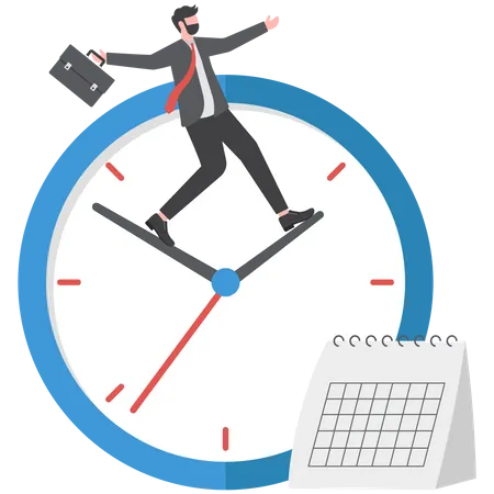 Financial Time Management Concept Time Control And Project Management Illustration Daily Planner With Calendar And Clock Illustration