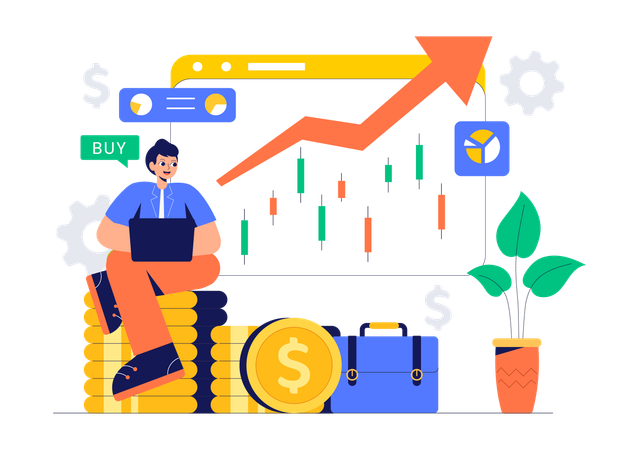 Financial Trader Analyzing Stock Market  Illustration