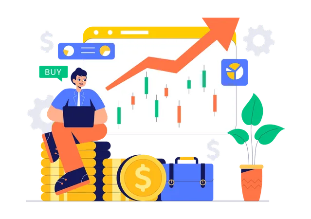 Financial Trader Analyzing Stock Market  Illustration