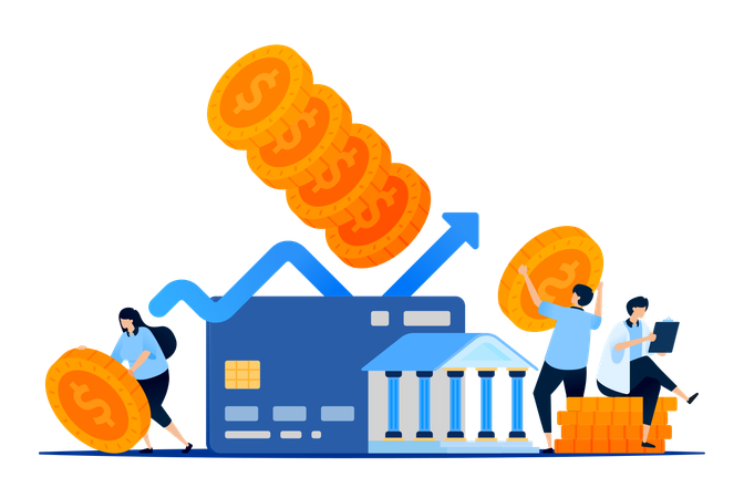 Financial transaction growth using credit cards  Illustration