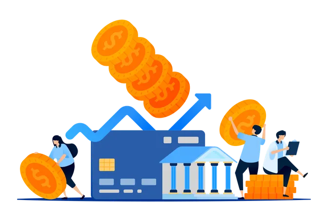 Financial transaction growth using credit cards  Illustration