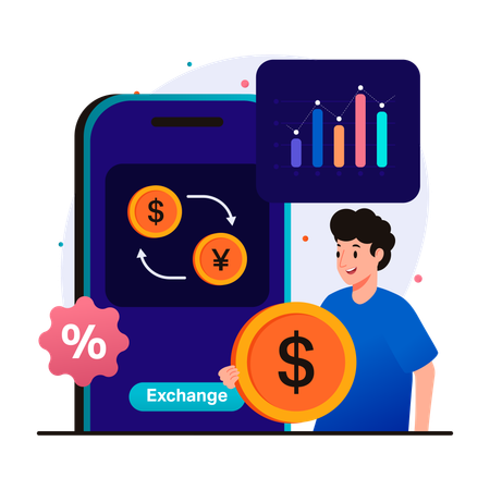Financial transactions and currency exchange  イラスト