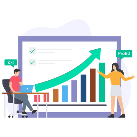 Finanzexperte trifft sich mit Mitarbeiter  Illustration