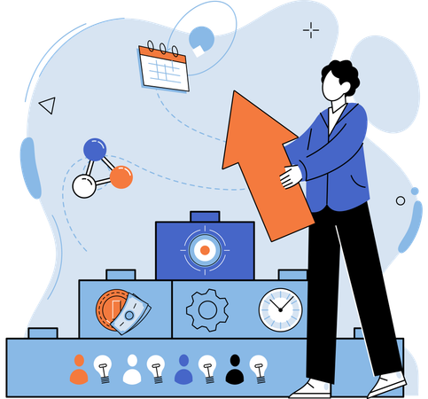 Finanzexperten prognostizieren Markttrends und -entwicklungen präzise  Illustration