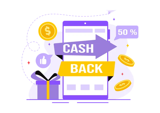 Finanzielle Zahlung in Geld Cashback  Illustration