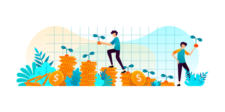 Investieren Sie liquide Mittel und steigern Sie Ihr Geschäft durch Planung  Illustration