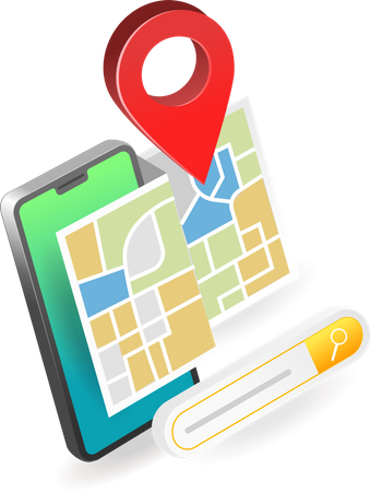 Find address in mobile app Illustration