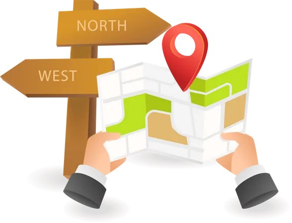 Find Direction Location With Map  Illustration