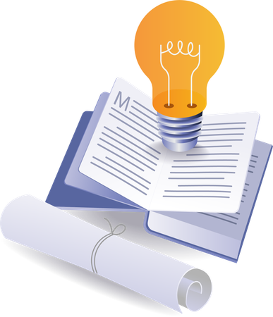 Find lots of ideas by reading books  イラスト