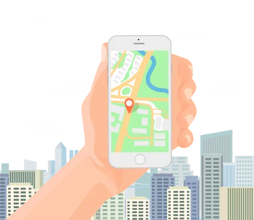 Find Office location using mobile Illustration