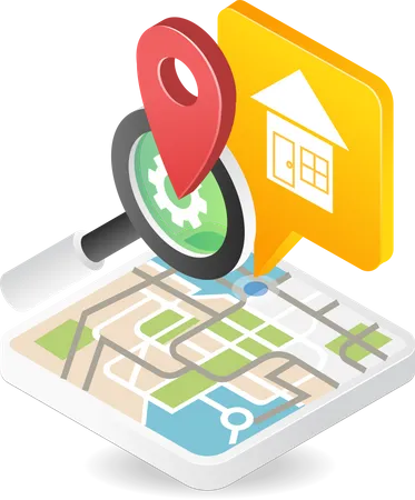 Find The Location Of The House With The Smartphone Map Application Illustration