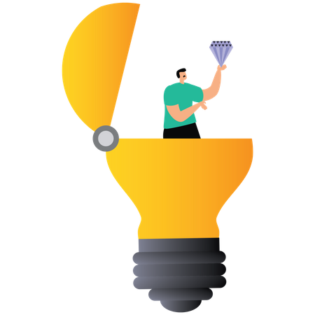 Finding a brilliant idea to start a business  Illustration