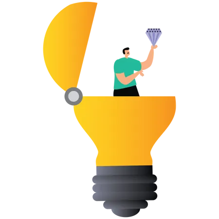 Finding a brilliant idea to start a business  Illustration