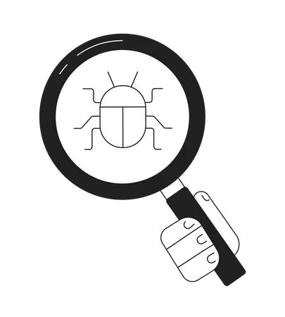 Finding Bugs In Code Black And White Concept Vector Spot Illustration Editable 2 D Flat Monochrome Cartoon Object With Hand For Web Design Debugging Creative Line Art Idea For Website Mobile Blog Illustration