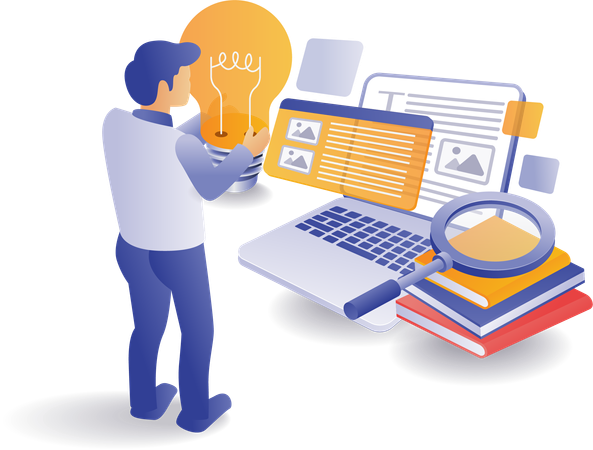 Finding creative ideas from computer  イラスト