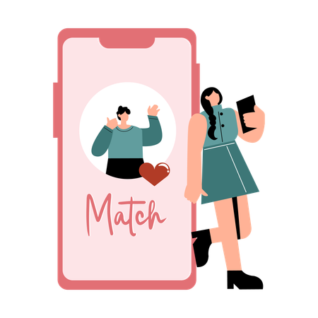 Finding Digital Love on mobile  Illustration