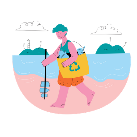 Finding electromagnetic in the beach  Illustration