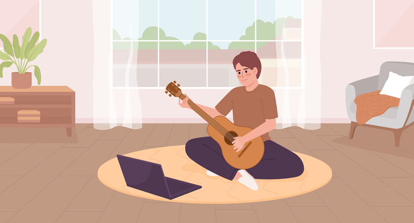 Finding hobby and learning online  イラスト