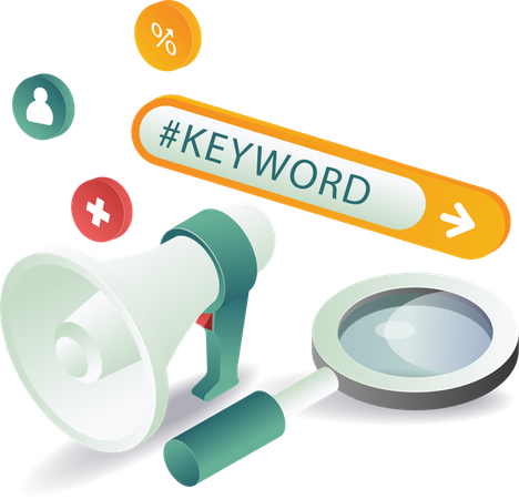 Finding keywords for digital marketing strategies  Illustration