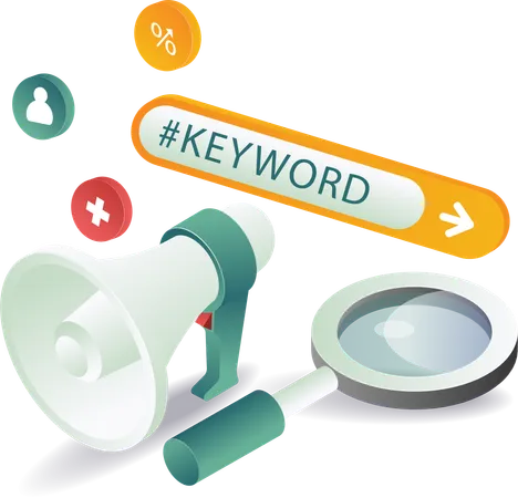 Finding keywords for digital marketing strategies  Illustration