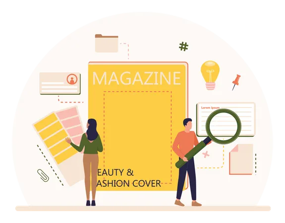 Magazine Editor Concept Set Journalist And Designer Working On Magazine Article And Photo Content Selection Release Plan And Promotion Isolated Flat Vector Illustration Illustration