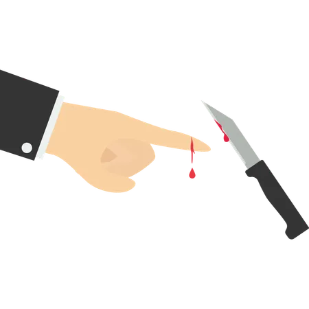 Finger Cut Bleeding Injured With Knife Flesh Blood Wound In Hand Illustration