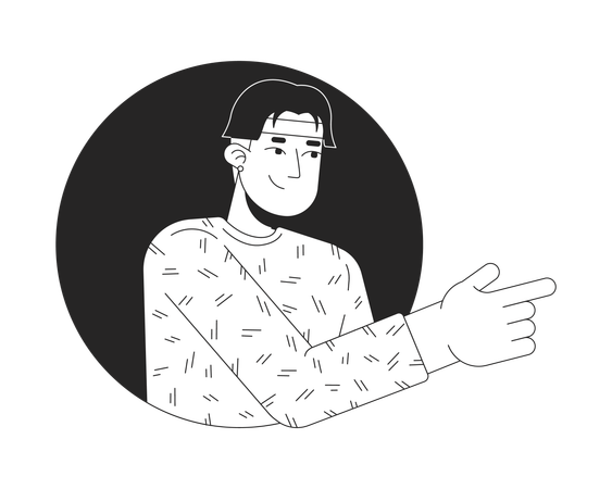 Finger pointing Asian man  Illustration