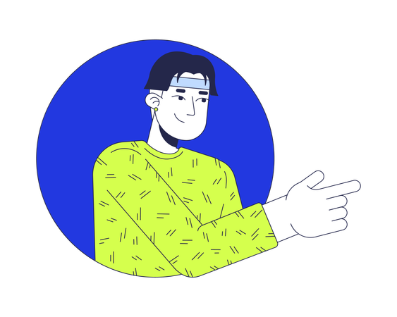 Finger pointing Asian man  Illustration