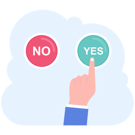 Finger pressing buttons no or yes  Illustration