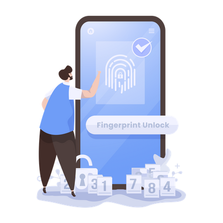 Fingerprint access to unlock screen  Illustration